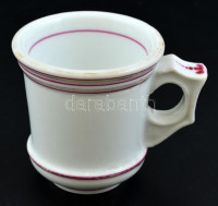 Régebbi porcelán bögre, részben kézzel festett, jelzés nélkül, kopásnyomokkal, m: 8,5 cm