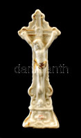 Festett porcelán feszület, kopott, jelzés nélkül, súlyozott, m: 10,5 cm