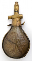 XIX. sz.: Vadász lőportartó. Réz, fém, szaru. 17 cm / Gunpowder holder. Copper, metal, tusk. 17 cm