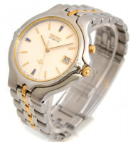 Seiko kinetikus férfi karóra dátum funkcióval, fém szíjjal. Működő, szép állapotban d: 36 mm