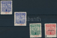 1946 Szombathely bizonyítvány kiállítási díj 52-54 + 56 sz. bélyegek (8.000)