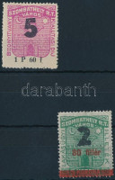 1946 Szombathely bizonyítvány kiállítási díj 73+75 sz. bélyegek (8.000)