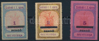 1927 Szolnok városi illeték 35-36 + 38 (3 oldalon fogazatlan) sz. bélyeg (51.000)