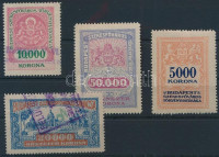 Budapest Székesfőváros 1925 4 klf okirati illetékbélyeg (9.700)