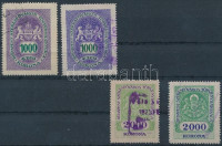 Budapest Székesfőváros 1925 4 klf okirati illetékbélyeg (4.500)