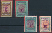 1932 Kiskunfélegyháza R.T.V. 4 klf füzetbélyeg, 3 bélyeg 3 oldalon vágott (27.000)