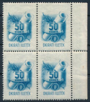 1945 50ezerP illetékbélyeg 4-es tömbben