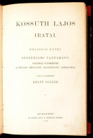 Kossuth Lajos Iratai. IV. kötet: Történelmi tanulmány: Történelmi tanulmány. Politikai előzmények a magyar emigráció olaszországi viszonyához. Sajtó alá rendezte: Helfy Ignác. Bp.,1894, Athenaeum, XXI+552 p. Átkötött aranyozott