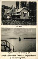 Balatonboglár, kilátás a partunkról Badacsony felé, Magyar Államvasútiak Takarék és Segélyszövetkezetének üdülőtelepe