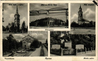 1939 Gyoma, Római katolikus templom, Hármas-Körös hídja, Községháza, Református templom, Vasútállomás, Hősök szobra, emlékmű (EK)