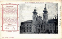 Győr, Széchenyi tér, Bencés klastrom és főgimnázium. 'Nemzeti' Baleset-Biztosító Részvény Társaság ezer koronás biztosítása. Nyom. Kaufmann J.