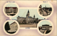 1915 Győr, Állami főreáliskola, Baross út, Városháza, Győrvárosi Diákotthon, Royal szálloda. Hermann Isidor kiadása