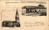 1907 Hajdúszoboszló, Szoboszló; Református templom, Kerekes Kálmán üzlete. Farkas György kiadása  (Rb)