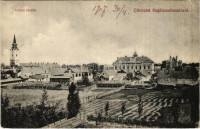 1907 Hajdúszoboszló, városi részlet, zsinagóga, templom. Körner Béla kiadása (EK)