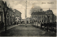 1915 Hatvan, Kossuth tér, Takarékpénztár, Langsfeld üzlete. Kiadja Hoffmann M. L.