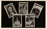 1938-1939 'Magyar a Magyarért' alkalmi bélyegsorozat, bevonulás. Marer Béla kiadása / Hungarian special issued stamps of 1938-1939. Entry of the Hungarian troops, irredenta propaganda + '1920-1940 Vitéz Nagybányai Horthy Miklós