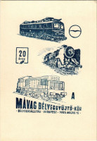 1955 20 éves s MÁVAG Bélyeggyűjtő-Kör. Bélyegkiállítás Budapest / 20th anniversary of the Philatelist's Circle of the Hungarian Royal State Railroads' Machine Factory + 'MÁVAG Bélyeggyűjtő-Kör Bélyeggkiállítása' So. Stpl (EK)