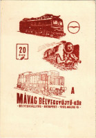 1955 20 éves s MÁVAG Bélyeggyűjtő-Kör. Bélyegkiállítás Budapest / 20th anniversary of the Philatelist's Circle of the Hungarian Royal State Railroads' Machine Factory + 'MÁVAG Bélyeggyűjtő-Kör Bélyeggkiállítása' So. Stpl
