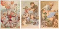 5 db RÉGI használatlan Cserkész Levelezőlapok Kiadóhivatal cserkész motívumlap, Márton L. szignóval / 5 pre-1945 unused Hungarian scout art postcards, signed by Márton L.
