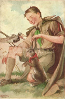 Márton L.-féle Cserkészlevelezőlapok Kiadóhivatala / Hungarian scout art postcard s: Márton L. (EK)