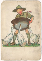 Cserkész művészlap. A Magyar Cserkészszövetség kiadása / Hungarian boy scout art postcard s: Márton L. (b)