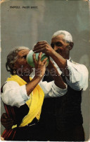 Napoli, Vecchi amici / Naples, old Neapolitan couple, Old friends, Italian folklore. Ed. C. Cotini (worn corners)