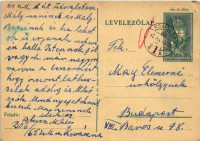 1940  May Elemérnének címzett levél öccsétől, egy zsidó 206/65 KMSZ (közérdekű munkaszolgálatos) a kovásznai munkatáborból / WWII Letter from a Jewish labor serviceman to his sister from the labor camp of Covasna. Judaica (EK)