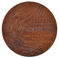 1941. 'Debrecen Sz. Kir. Város Zeneiskolája' kétoldalas Br plakett, gravírozva (87,12g/58mm) T:1- / Hungary 1941. 'Music School of Debrecen Free City' double-sided Br plaque, engraved (87,12g/58mm) C:AU