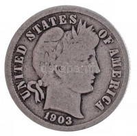 Amerikai Egyesült Államok 1903S 1D Ag (ritkább évjárat-verdejel kombináció) T:2-United States 1903S 1 Dime Ag (rarer year and mintmark combination) C:VFKrause KM#113