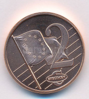 Dánia 2002. 2c 'Korona' próbaveret T:1 fo.Denmark 2002. 2 cents 'Crown' trial strike C:UNC spotted