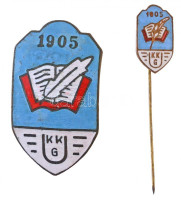 DN 'KKG 1905 (Könyves Kálmán Gimnázium)' zománcozott sapkajelvény és kitűző pár (42x24mm és 19x10mm) T:2