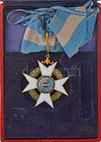 DN 'Concordia Lovagrend' aranyozott és zománcozott kitüntetés nyakszalagon, 'Arturo Pozzi' feliratú dísztokban (58mm) T:2 kis zománchibák és hiány / ND 'Military Order of the Knight's of Concordia' gold plated and enamelled cross on