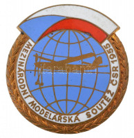 Csehszlovákia 1955. 'Nemzetközi Modellező Verseny 1955' zománcozott fém jelvény (33mm) T:1-Czechoslovakia 1955. 'International Modelling Competition 1955' enamelled metal badge (33mm) C:AU