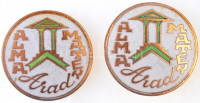 Románia DN 'Arad - Alma Mater' zománcozott aranyozott jelvény (2x) (30mm) T:2Romania ND 'Arad - Alma Mater' enamelled, gilt badge (2x) (30mm) C:XF