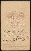 1875 Dr. Szeniczey Pál fotója, hátoldalt a fiatal Tebisz Károlynak, Temesvár későbbi polgármesterének dedikálva, szép állapotban, 10,5×6,5 cm