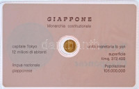 DN 'Japán yen' jelzetlen modern mini Au pénz, lezárt, eredeti műanyag tokban (0.333/10mm) T:BU ND 'Japanese Yen' modern mini Au coin without hallmark, in sealed plastic case (0.333/10mm) C:BU