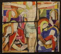 Árkayné Sztehlo Lili (1897 - 1959): Krisztus a keresztfán, ceruza, akvarell, 17 x 18,2 cm