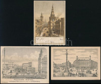 cca 1860-1880 5 db nyugati hotel reklám. Litho reklámkártyák / 5 litho hotel advertisment