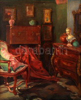 Abonyi Ernő (1884-1941): Enteriőr. Olaj, vászon, jelzett, keretben, 66×55 cm