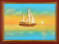 Balog Marianna (1967-): Isteni vizeken. Olaj, vászon, jelzett, keretben, 50×70 cm