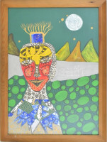 BH jelzéssel: Cím nélkül. Akvarell, vegyes technika. Jelzett. Üvegezett keretben, hátulján a művész francia nyelvű ajándékozási soraival 49x68 cm