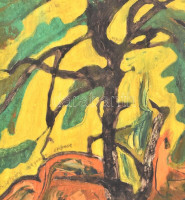 Brach (?) '90 jelzéssel: Csontváry magányos cédrusa. Olaj, farost, 55,5x39,5 cm