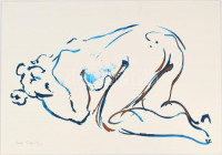 Bukor Tibor (1967-): Női akt. Szitanyomat, papír, jelzett, számozott (3/5). 35x49,5 cm