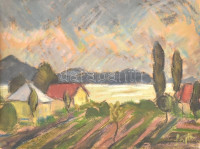 Lajtay Sándor (?-?): Balatonpart. Olaj-pasztell, papír, jelzett. Fa keretben, 30,5×43,5 cm