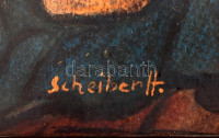 Scheiber H jelzéssel: Gesztenyesütők. Vegyes technika, karton. Fa keretben. 32,5x25 cm