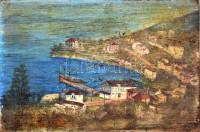 Olvashatatlan jelzéssel: Öböl, 1913. Olaj, fa. 22,5x33,5 cm