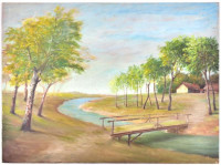 Jelzés nélkül: Távolban a tanya. Olaj, farost. 60x80 cm.
