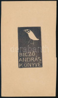 Jelzés nélkül: 2 db ex libris és kisgrafika, Biczó András könyve és Festő palettával. Klisényomat, papír,. 6x3,5 és 9x9 cm