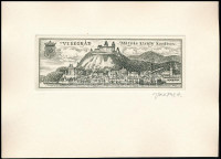 Vertel József (1922-1993): Visegrád Mátyás király korában. Rézkarc, papír, jelzett. 5×15 cm