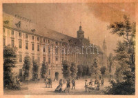 Ahrens: A bresaui egyetem acélmetszet / Die Universität in Breslau. Steel engraving. 16x12 cm Üvegezett keretben
